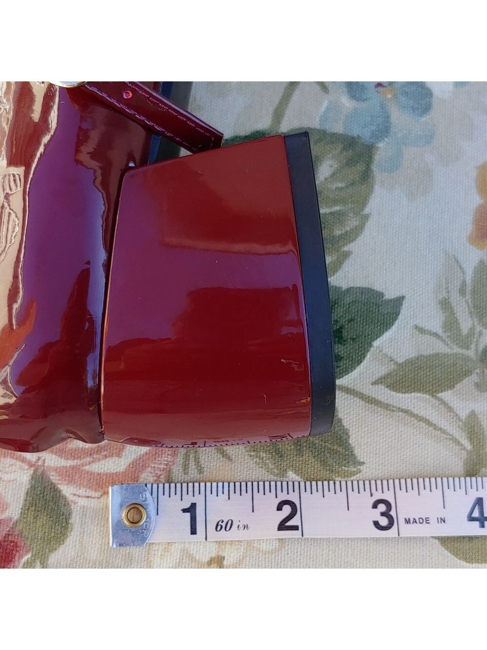 Women's Patent Burgundy Mary Jane Shoes with Block Heels size US 10 Euro 41 - Picture 11 of 17